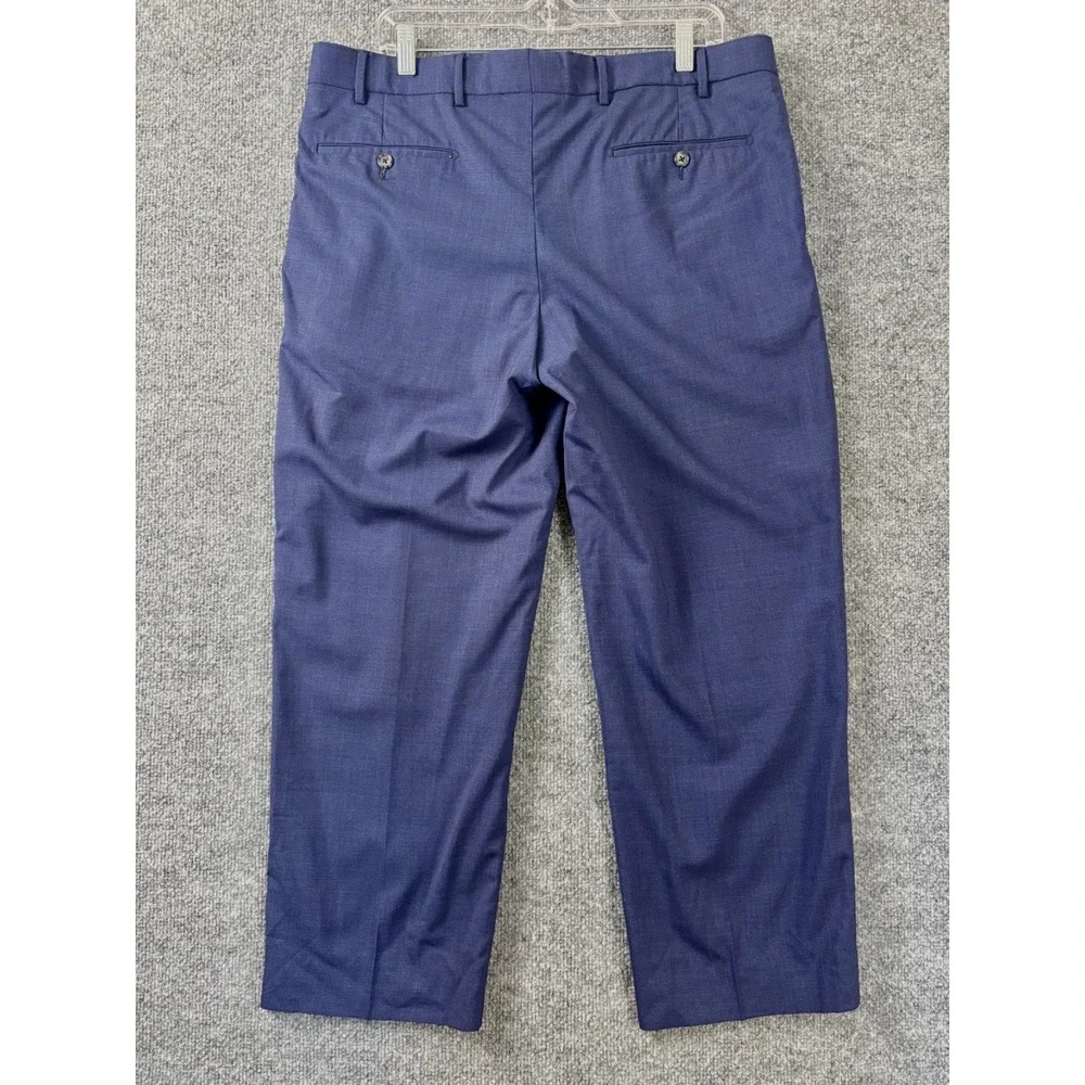 6 East Reda Dress Pants Men 36x26‎ Blue Italian Wool Super 130's Office Luxury